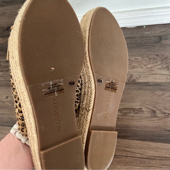 Soul Society Sandals Women's 9 Vanyah Calf Hair Animal Print Jute Espadrille - Picture 8 of 9